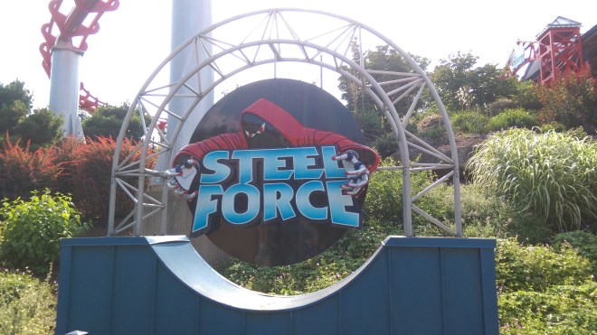 Steel Force Dorney Park Entrance sign