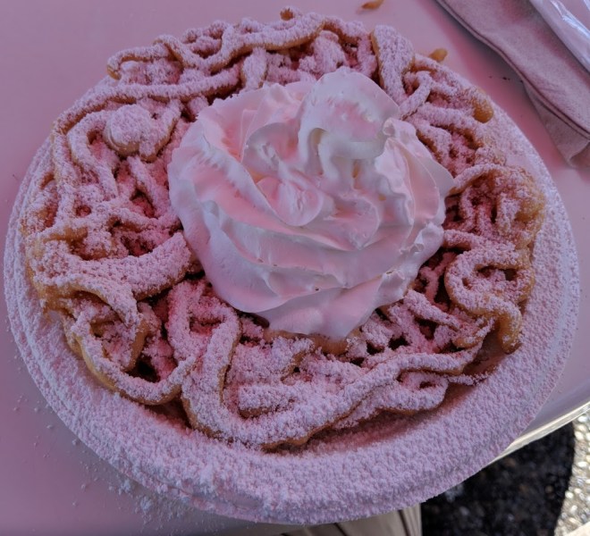 Six Flags Discovery Kingdom Funnel Cake with ice cream
